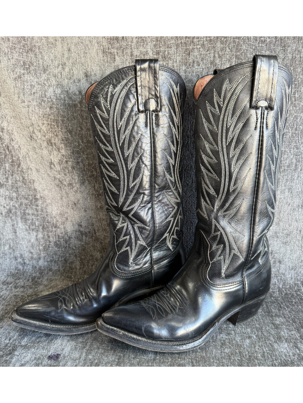 Vintage Nocona Womens Size 5 B Black Leather Western Cowboy Boots Made in USA